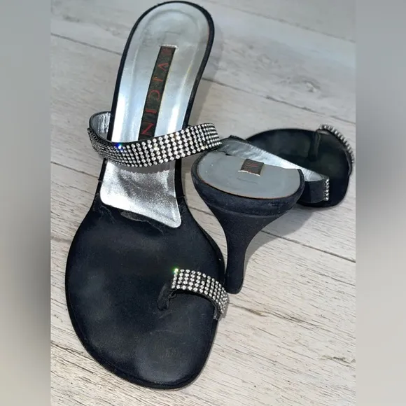 Womens Vicini black crystal heels size 38 1/2