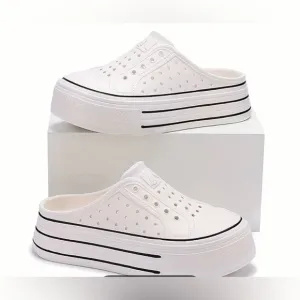 Women's White Platform Slip-On Shoes