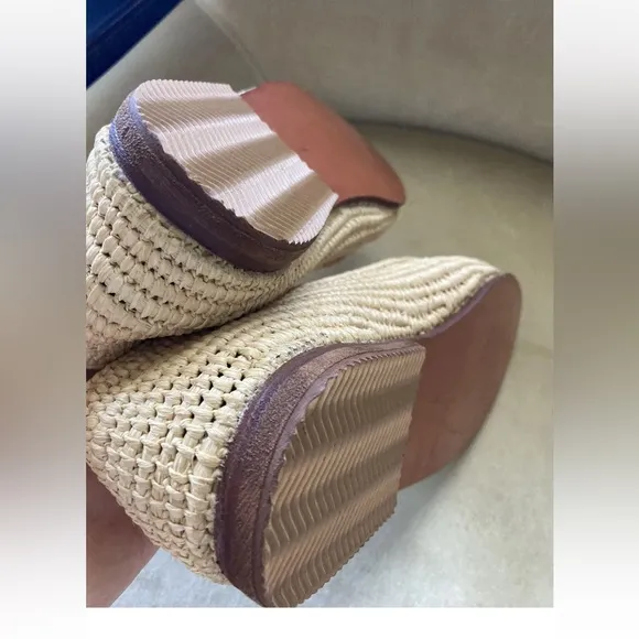 Women’s Wicker Woven Loafer Shoes Flats in Light Wood Size 7