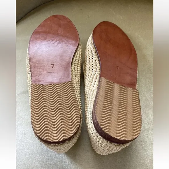 Women’s Wicker Woven Loafer Shoes Flats in Light Wood Size 7