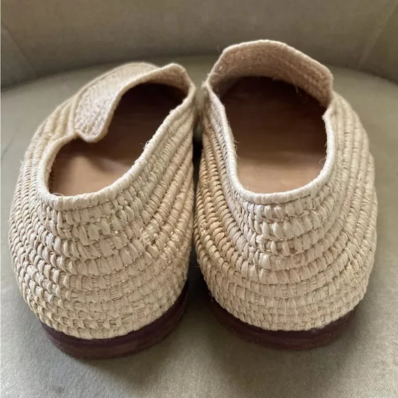 Women’s Wicker Woven Loafer Shoes Flats in Light Wood Size 7