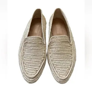 Women’s Wicker Woven Loafer Shoes Flats in Light Wood Size 7