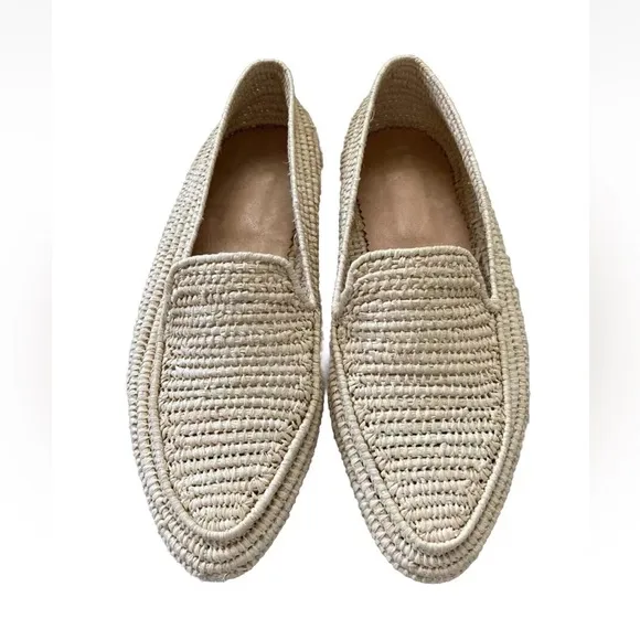 Women’s Wicker Woven Loafer Shoes Flats in Light Wood Size 7