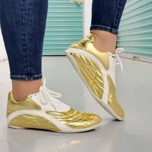 Women's Gold Low Top Sneakers