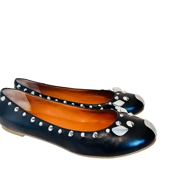 Worn Once Marc Jacobs Mouse Ballerina Flats Studded Rock n Roll Black Silver 8.5