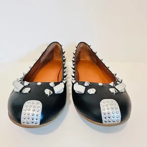 Worn Once Marc Jacobs Mouse Ballerina Flats Studded Rock n Roll Black Silver 8.5