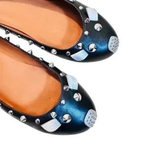 Worn Once Marc Jacobs Mouse Ballerina Flats Studded Rock n Roll Black Silver 8.5