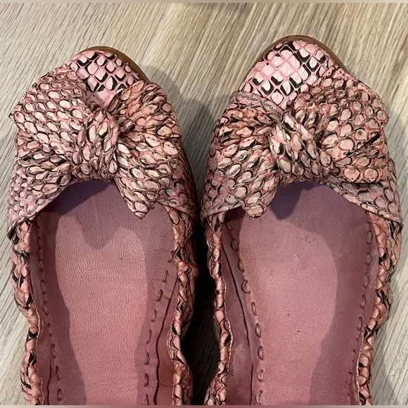WORN ONCE! Miu Miu Snakeskin Flats - Cipria Light Pink - Sz 37
