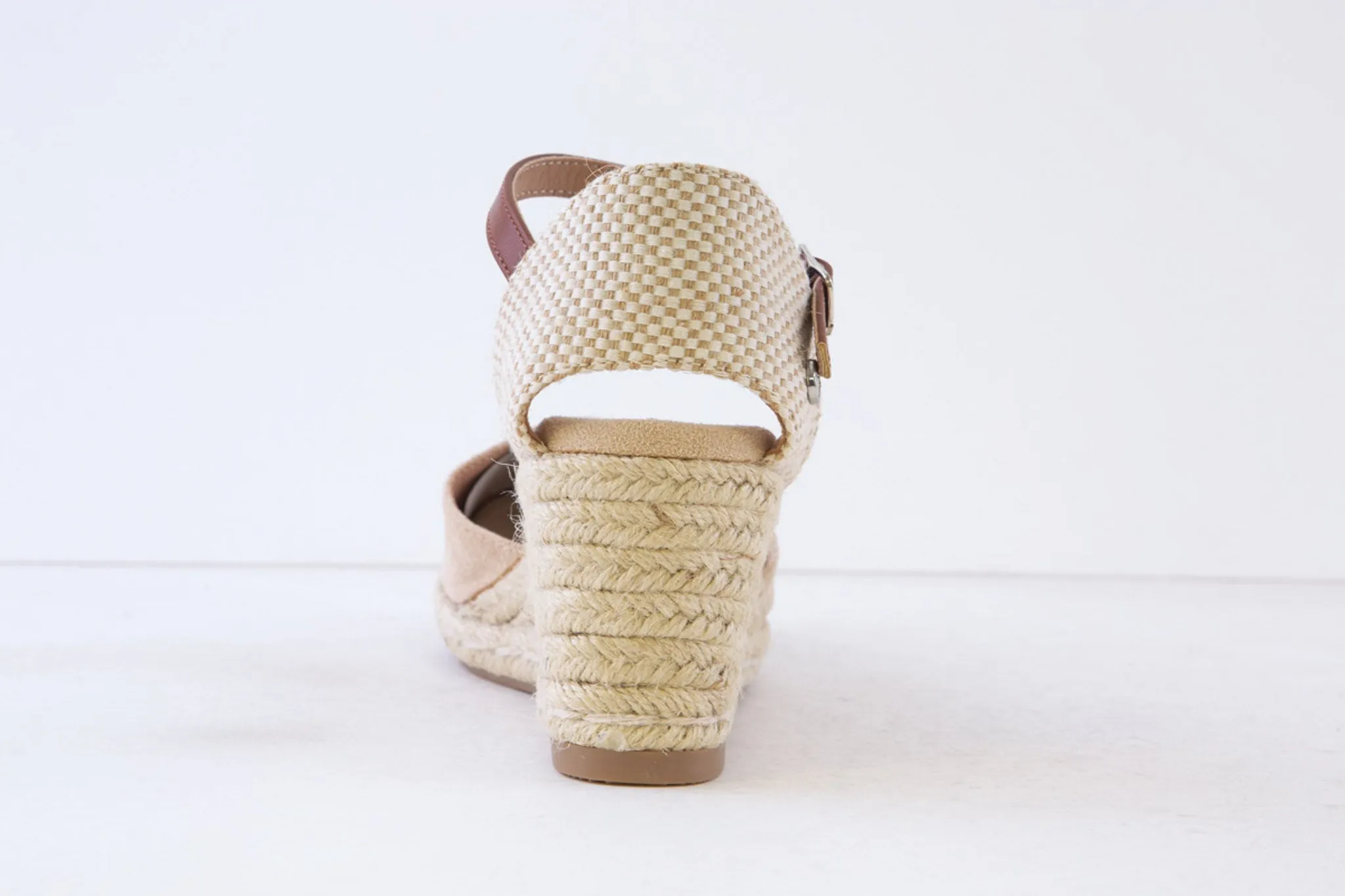 XTI - 140746 MEDIUM WEDGE ANKLE STRAP ESPADRILLE SHOE - BEIGE/TAN