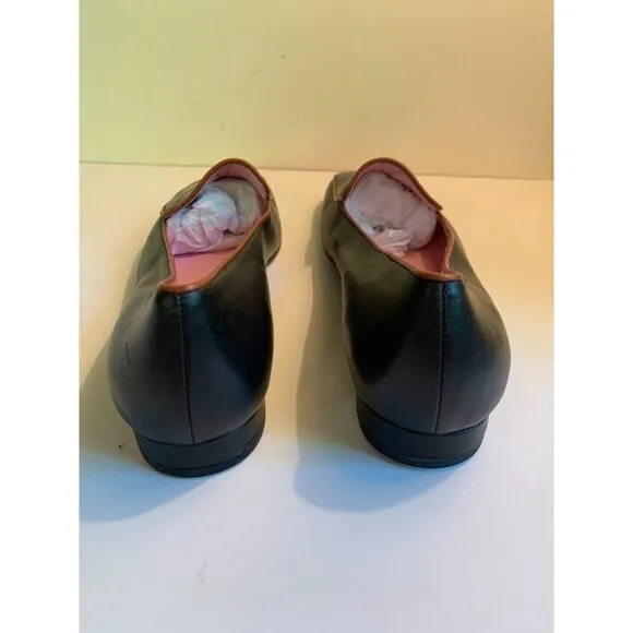 Y2K Kate Spade NWT Black Leather Loafer Shoe Pink Piping Size 8.5 B