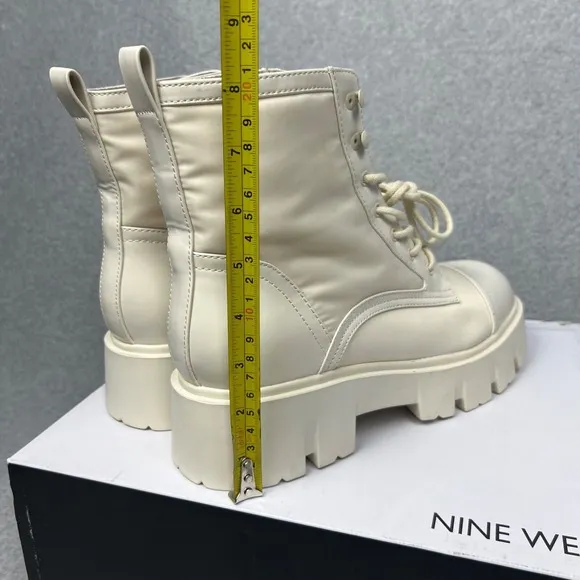 Y2k Nine West Women's Chunky Combat Boots Platform Lace Up Size 10 Gothic Punk