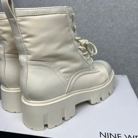 Y2k Nine West Women's Chunky Combat Boots Platform Lace Up Size 10 Gothic Punk