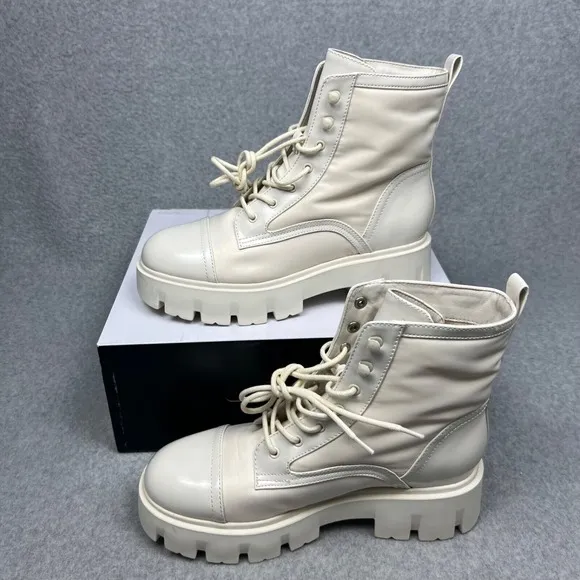 Y2k Nine West Women's Chunky Combat Boots Platform Lace Up Size 10 Gothic Punk