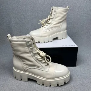 Y2k Nine West Women's Chunky Combat Boots Platform Lace Up Size 10 Gothic Punk