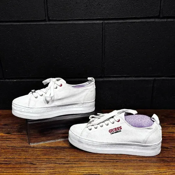 Y2K Vintage GUESS Los Angeles Classic White Platform Sneakers Women’s 7