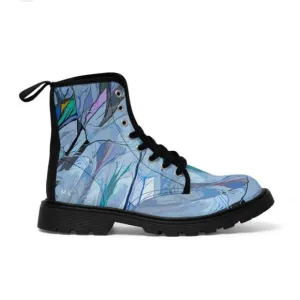 Yes we Vibe Boots Woman’s 6M Tie dye blue white combat Chelsea Boots lace ups