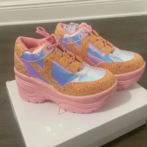 YRU | Matrixx Pink Glitter Platform Sneakers