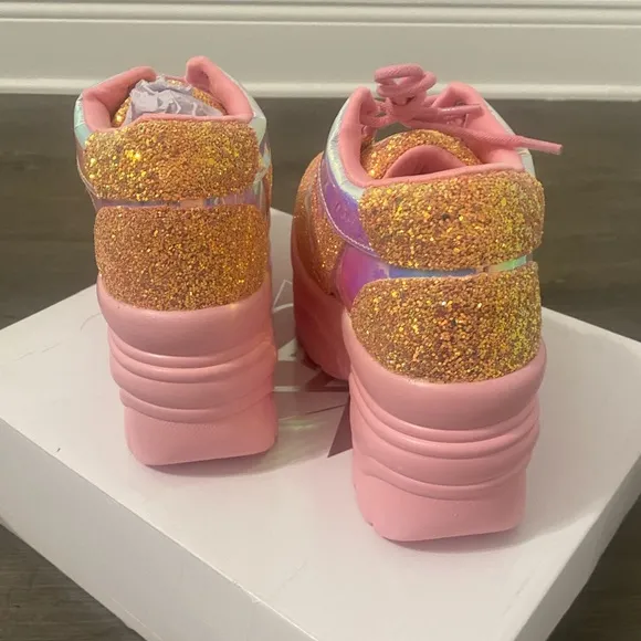 YRU | Matrixx Pink Glitter Platform Sneakers