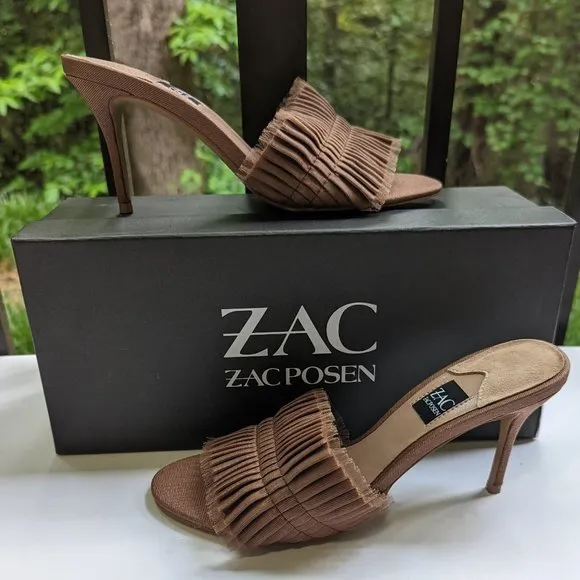 ZAC by ZAC POSEN Venecia Slip On Stiletto Mule Sandals in Cappuccino Size 6M New