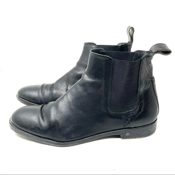 Zadig &amp; Voltaire black leather Chelsea ankle pull on boots 12