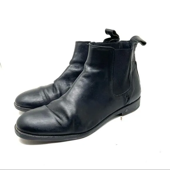 Zadig &amp; Voltaire black leather Chelsea ankle pull on boots 12