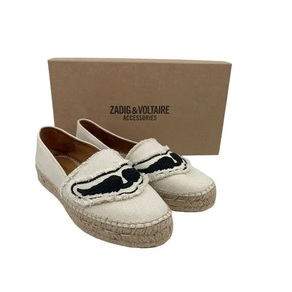 Zadig &amp; Voltaire Canvas Espadrilles Off White Cotton Canvas Wings Size 37