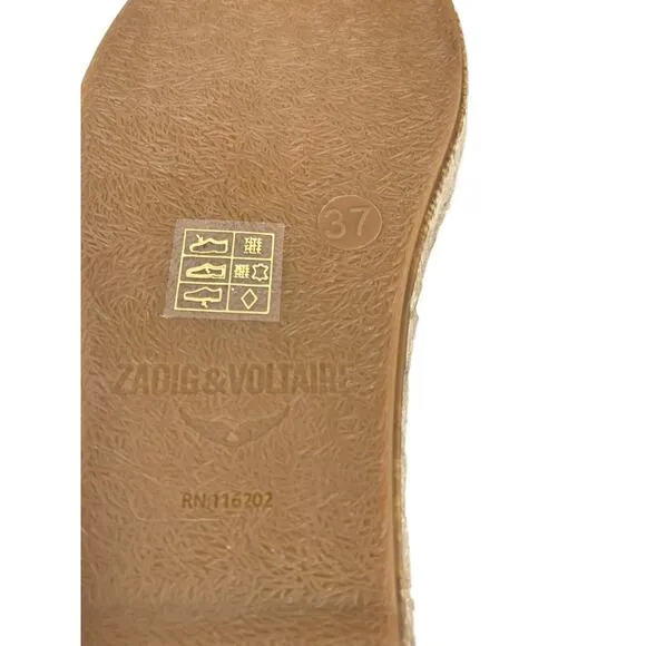 Zadig &amp; Voltaire Canvas Espadrilles Off White Cotton Canvas Wings Size 37