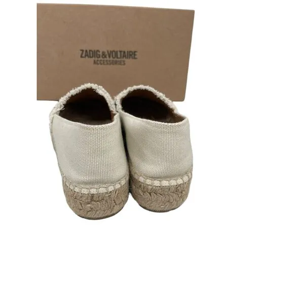 Zadig &amp; Voltaire Canvas Espadrilles Off White Cotton Canvas Wings Size 37