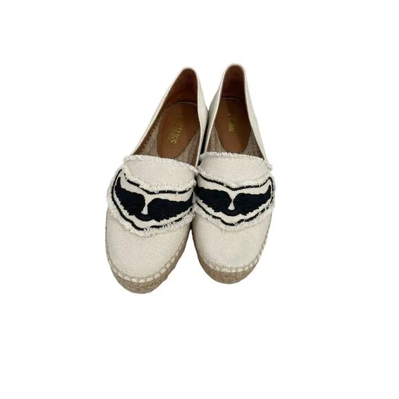Zadig &amp; Voltaire Canvas Espadrilles Off White Cotton Canvas Wings Size 37