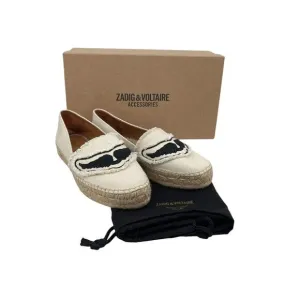 Zadig &amp; Voltaire Canvas Espadrilles Off White Cotton Canvas Wings Size 37