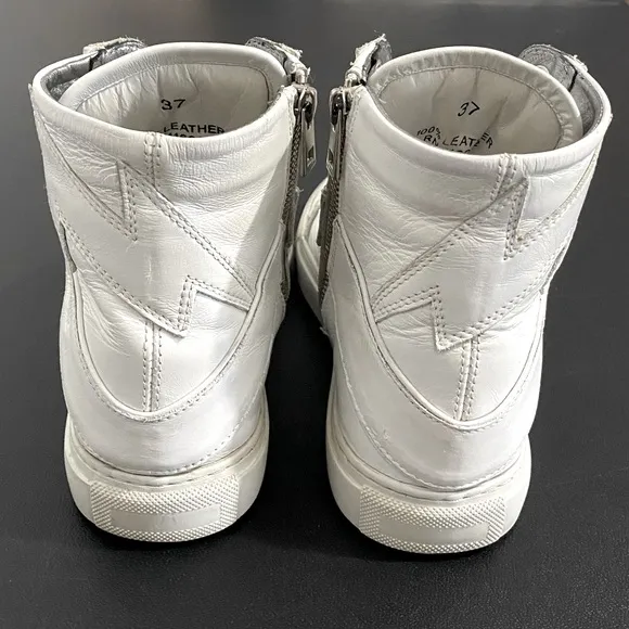 Zadig &amp; Voltaire High Tops Flash Platform Sneakers White Leather
