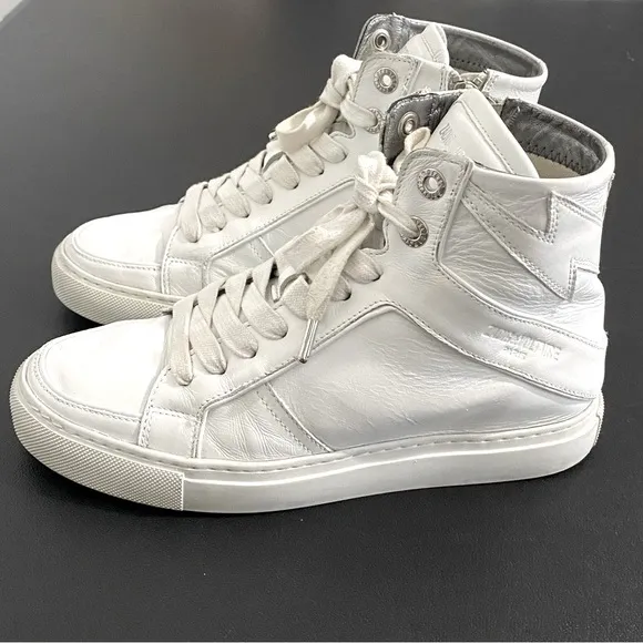 Zadig &amp; Voltaire High Tops Flash Platform Sneakers White Leather