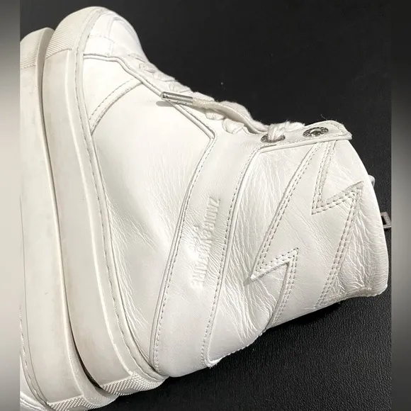 Zadig &amp; Voltaire High Tops Flash Platform Sneakers White Leather