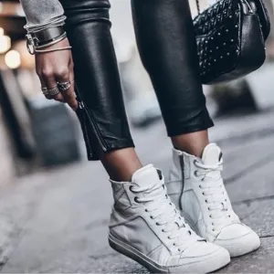 Zadig &amp; Voltaire High Tops Flash Platform Sneakers White Leather