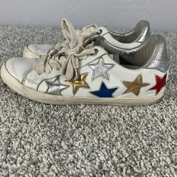 Zadig &amp; Voltaire Used Star Sneakers Women's Size 7 White Leather Low Top