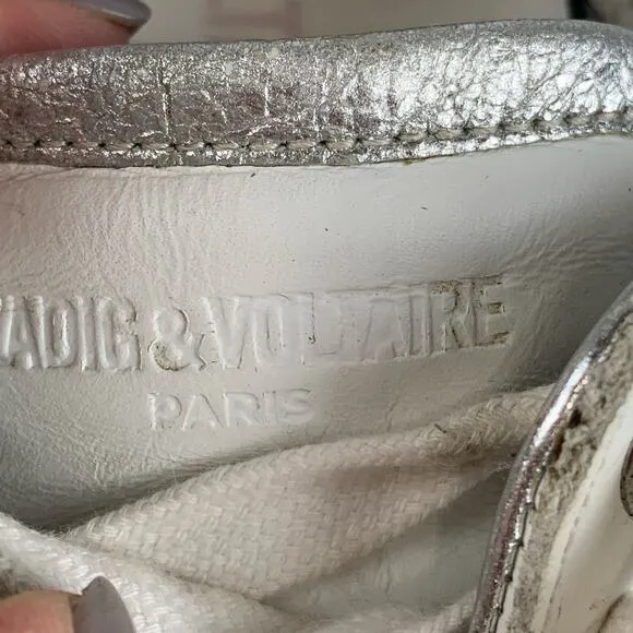 Zadig &amp; Voltaire Used Star Sneakers Women's Size 7 White Leather Low Top