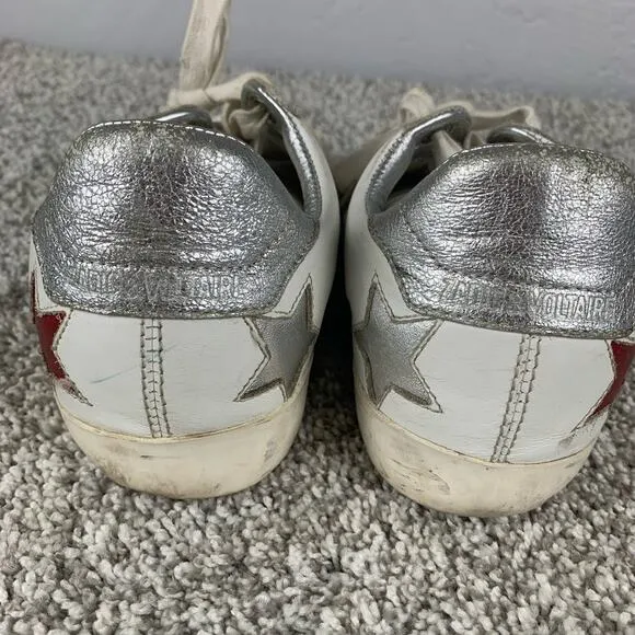 Zadig &amp; Voltaire Used Star Sneakers Women's Size 7 White Leather Low Top