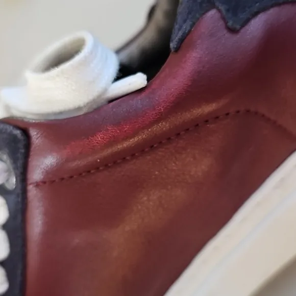 Zadig &amp; Voltaire ZV1747 Flash Low Top Sneakers Burgundy Leather Size EU 38 US 7