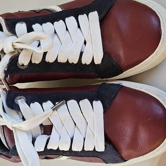 Zadig &amp; Voltaire ZV1747 Flash Low Top Sneakers Burgundy Leather Size EU 38 US 7