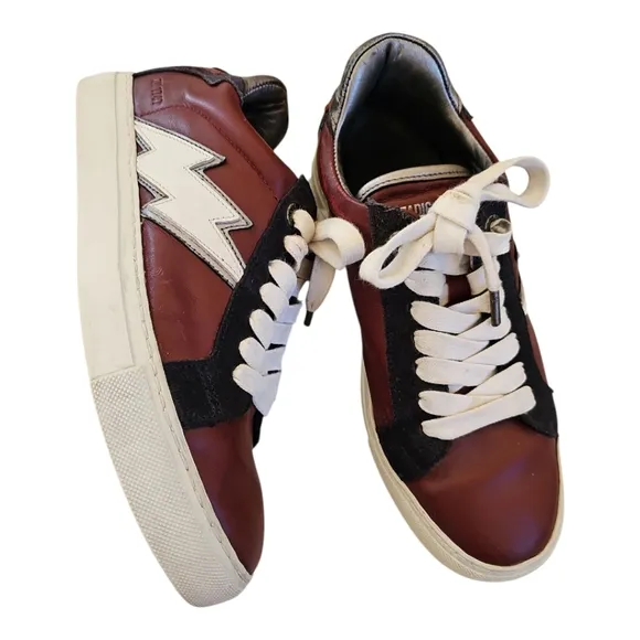 Zadig &amp; Voltaire ZV1747 Flash Low Top Sneakers Burgundy Leather Size EU 38 US 7