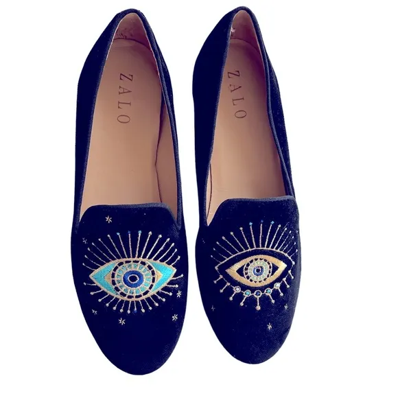 Zalo velvet embroidered mystic flats