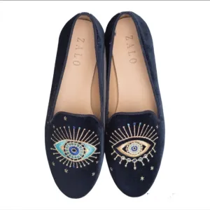 Zalo velvet embroidered mystic flats