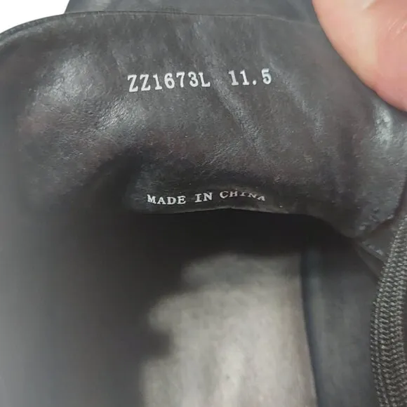 Zanzara Black Leather Sneakers Mens 11.5 ZZ1673L Low Top Lace up Shoes