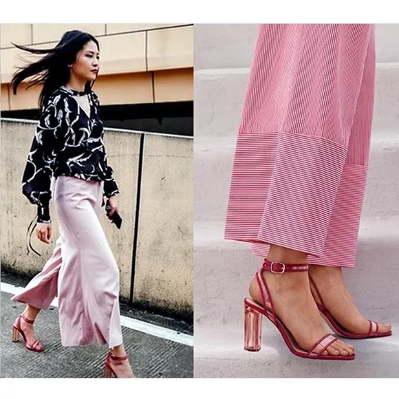 Zara Ankle Strap Sandals with Vinyl Heel