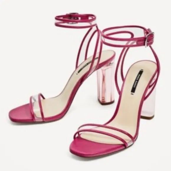 Zara Ankle Strap Sandals with Vinyl Heel