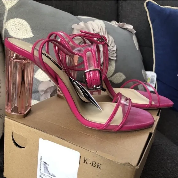 Zara Ankle Strap Sandals with Vinyl Heel