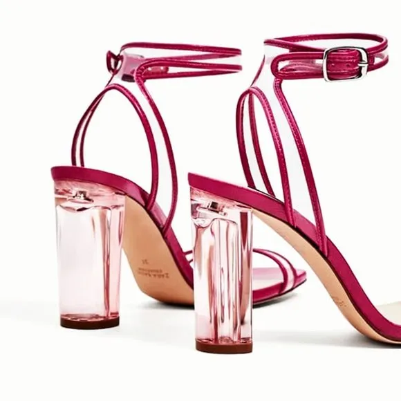 Zara Ankle Strap Sandals with Vinyl Heel