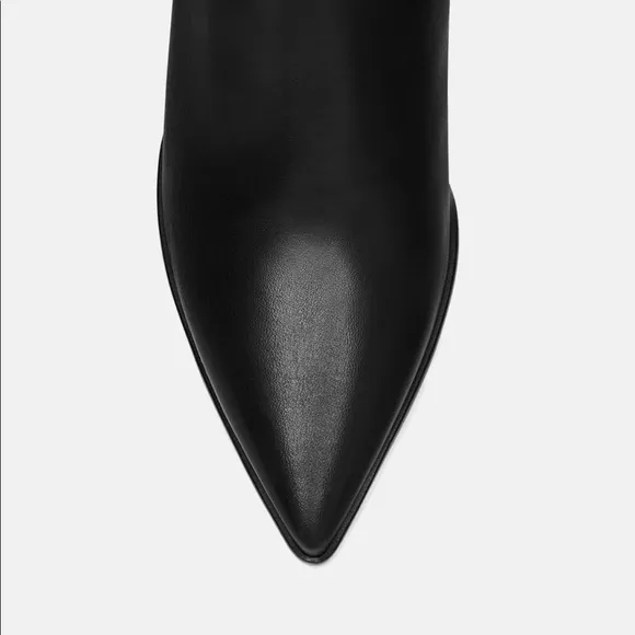 ZARA Black Leather Chelsea Ankle Boots Booties