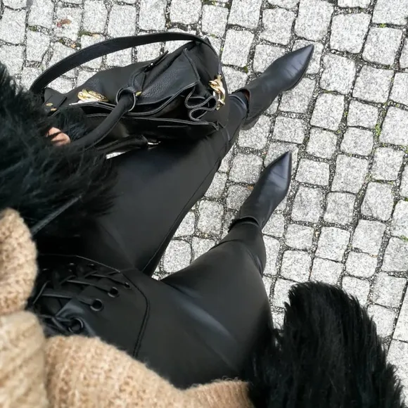 ZARA Black Leather Chelsea Ankle Boots Booties
