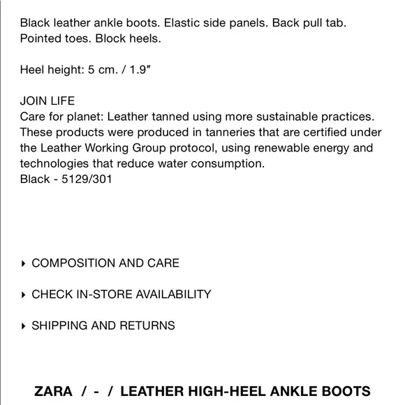 ZARA Black Leather Chelsea Ankle Boots Booties